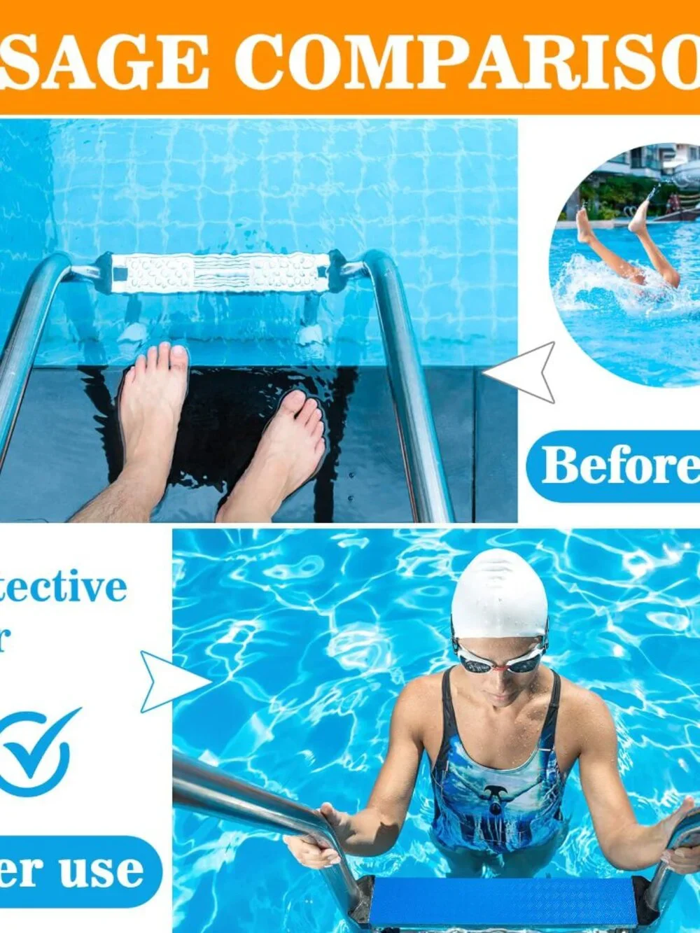 MAQIHAN Swimming Pool Step Mat - Pool Ladder Mat,Swimming Step Pad for Above Gro